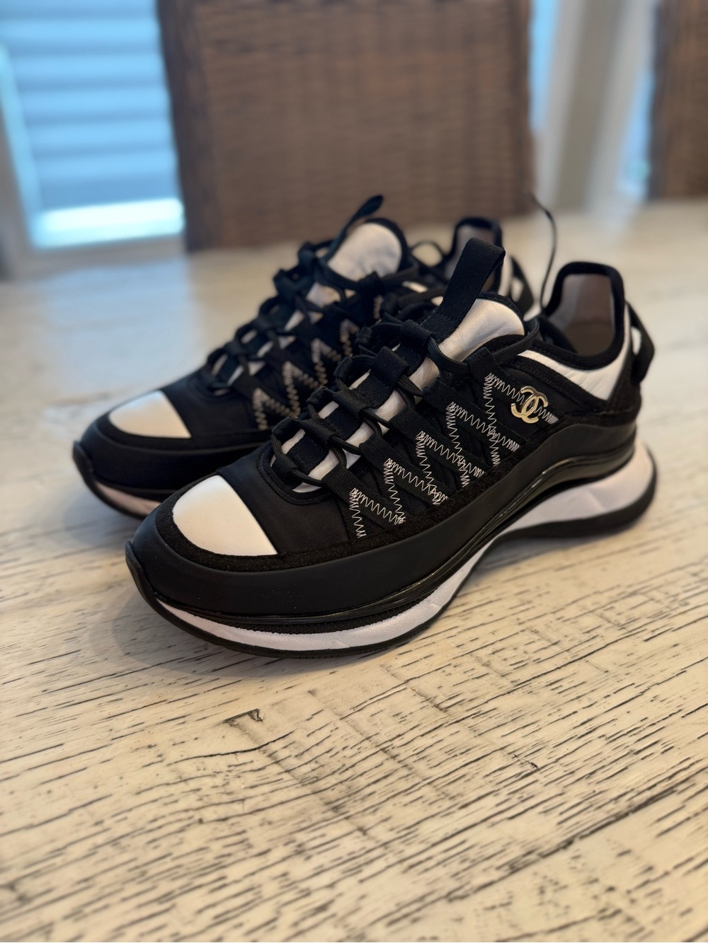 CHANEL Chunky Interlocking CC Logo Sneakers 38 LIKE NEW